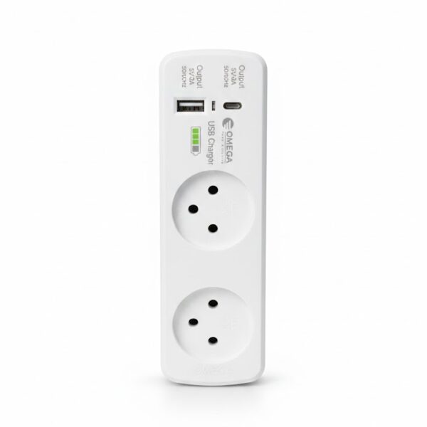 USB A/C מטען+רוחבי T2 מפצל