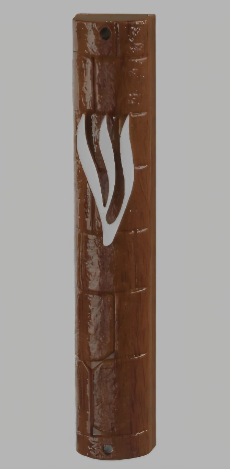 מזוזה-פלסטיק-עץ-כותל מזוזה פלסטיק גימור עץ 12 סמ כותל ש כסף עם פקק – תמונה 1